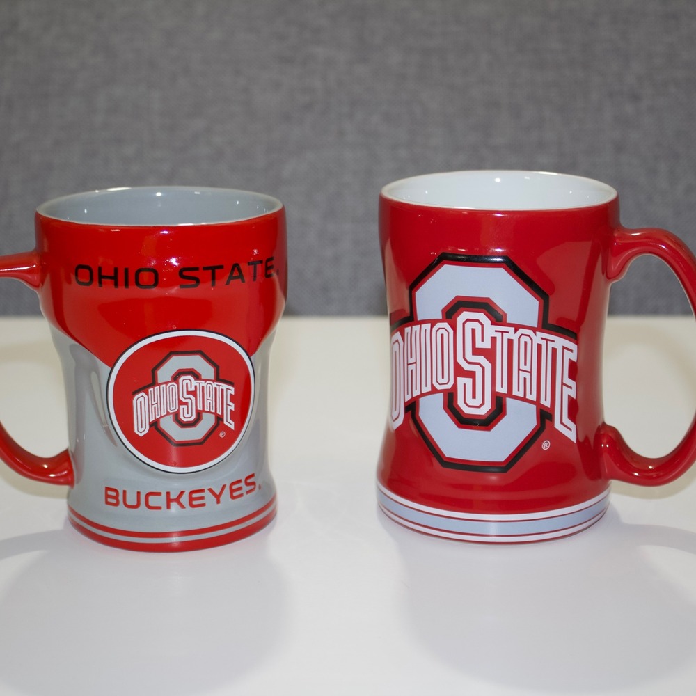 His & Hers Ohio State Buckeyes Mug Set 2 Piece Red Grey Block O Logo Ceramic